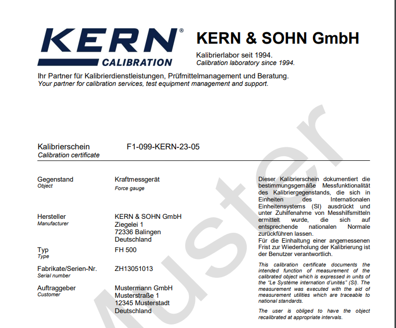 961-131 Factory Calibration Certificate Gauge