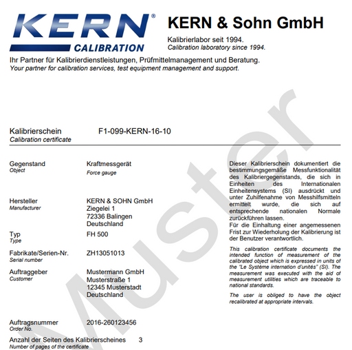 963-364 DAkkS Certification Tension / Compression Force 10 - 20kN
